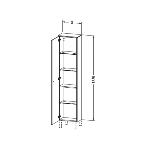 Высокий пенал для ванной Duravit Brioso 177x42x24 с одной дверцей BR 1320 L/R ФОТО