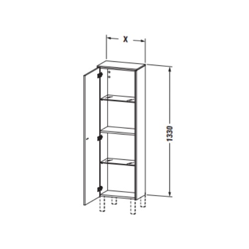 Пенал для ванной Duravit Brioso 133x42x24 с тремя полками BR 1300 L/R схема 2