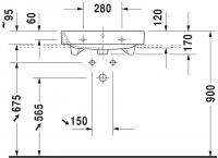 Раковина Duravit Happy D.2 шлифованная 60х50,5 231860 схема 3