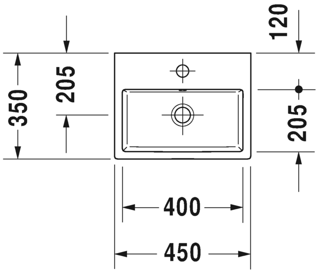 Раковина Duravit Vero Air накладная 45х35 072445 схема 2