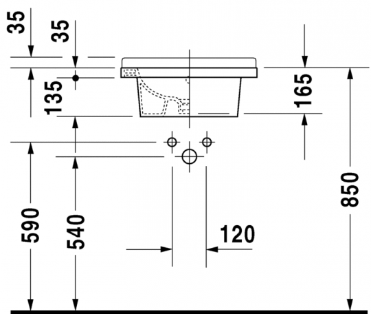 Раковина Duravit Starck 3 встраиваемая 48х46,5 030348 схема 3