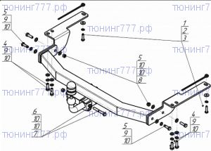 Фаркоп (ТСУ) Мотодор, полностью оцинкован