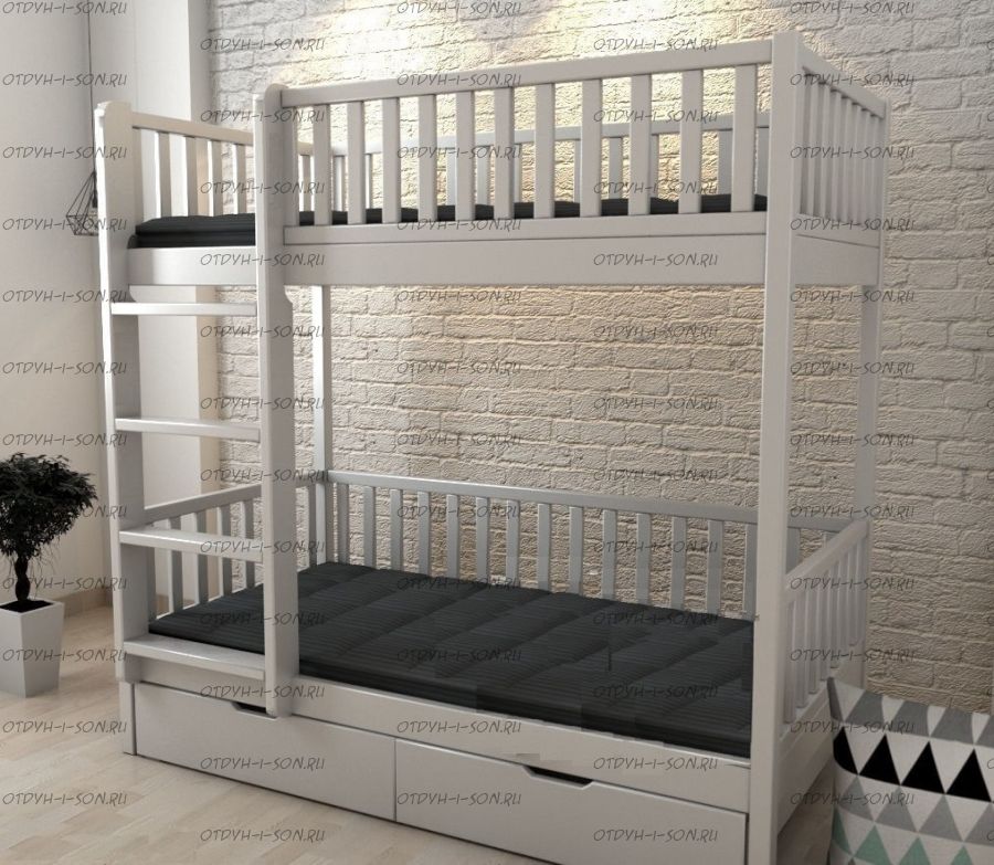 Кровать двухъярусная Лейла Классика с ящиками