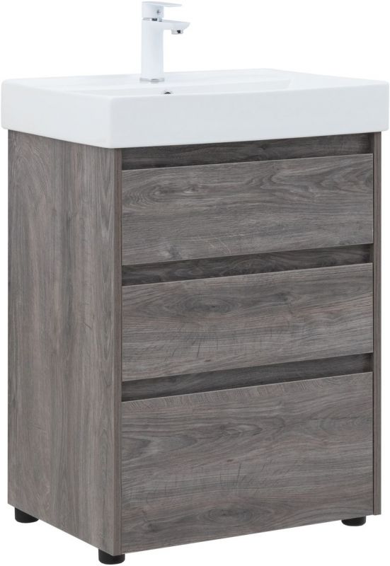 Тумба с раковиной Aquanet Nova Lite 60 дуб рошелье (3 ящика) 00307073