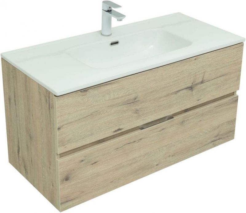 Тумба с раковиной Aquanet Алвита New 100 2 ящика, дуб веллингтон белый 00274135