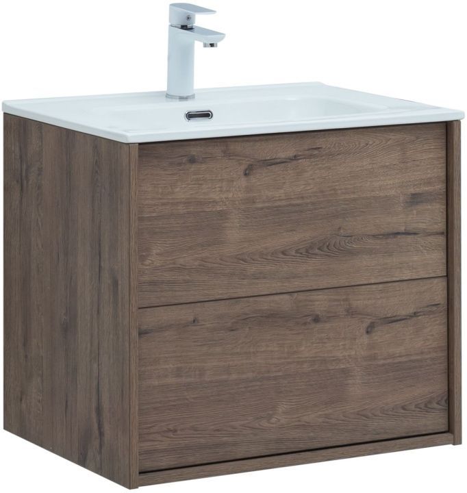 Тумба с раковиной Aquanet Lino 60 (Flat) дуб веллингтон 00298572