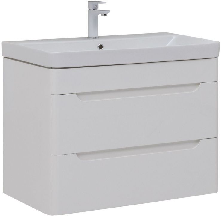 Тумба с раковиной Aquanet София 80 белый глянец (2 ящика) 00274192
