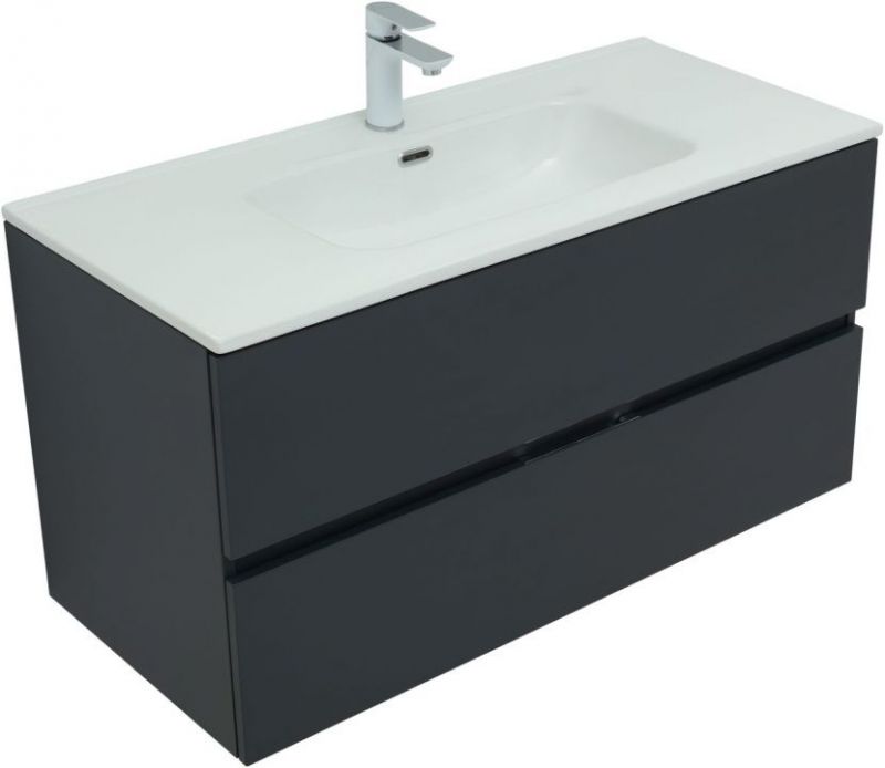 Тумба с раковиной Aquanet Алвита New 100 2 ящика, антрацит 00274139