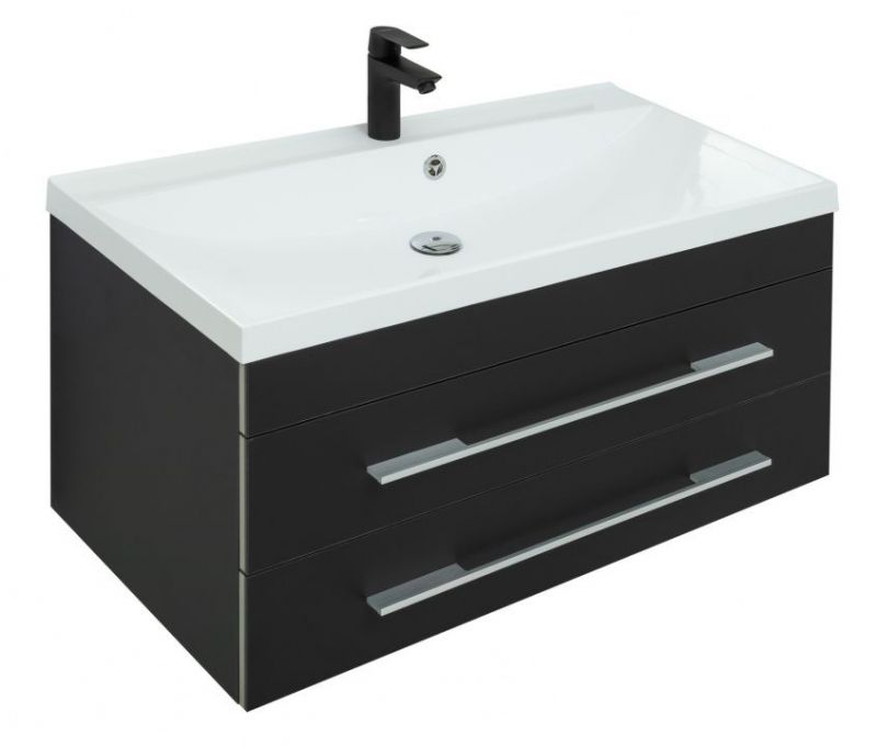 Тумба с раковиной Aquanet Верона 90 New черный матовый 00281099