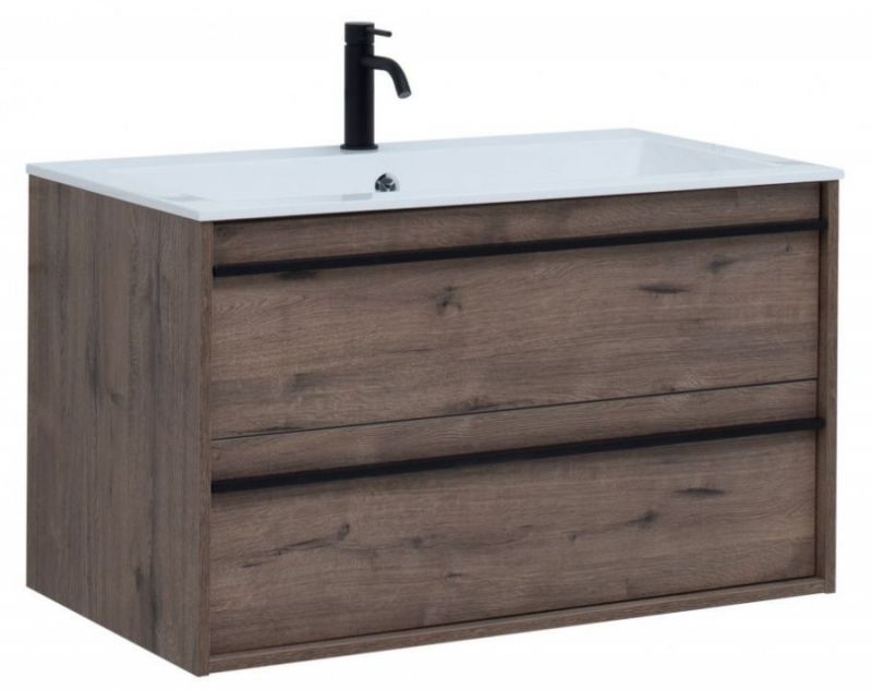 Тумба с раковиной Aquanet Lino 90 Дуб Веллингтон 00271950