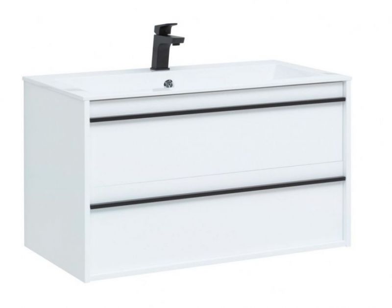 Тумба с раковиной Aquanet Lino 90 белый матовый 00271949