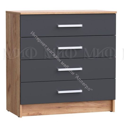 Комод 800 Мартина ЛДСП с 4-мя ящиками Графит, Дуб Крафт