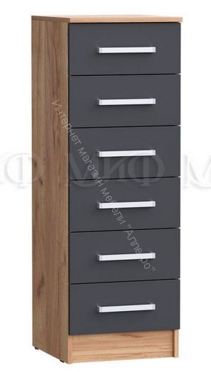 Комод 400 Мартина ЛДСП Графит, Дуб Крафт