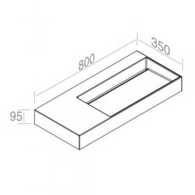Раковина AET ITALIA RETTANGOLARE 80х35 C/PIANO SX подвесная или накладная с площадкой для смесителя L014T1RPV4 ФОТО