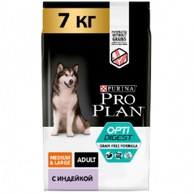 Сухой корм для собак средних и крупных пород Pro Plan Medium Large Optidigest Grain Free с индейкой