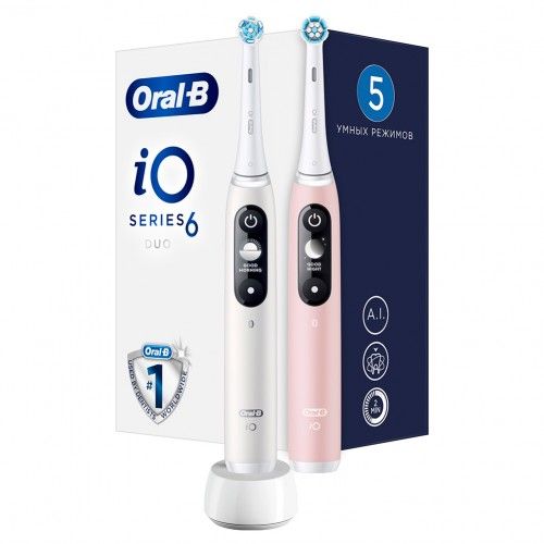 Электрическая зубная щетка Oral-B iO 6 DUO, белый/розовый