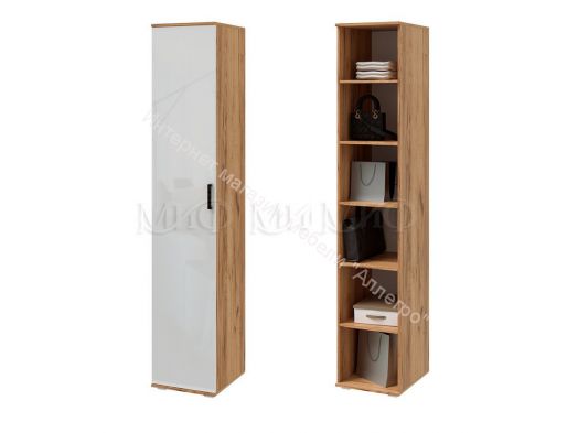 Пенал Виста Белый глянец холодный, Дуб крафт