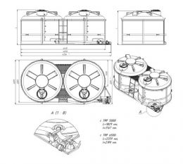 Схема. Транспортная кассета 10м³ (10000л - 2х5000л) TRF (ПОЛНЫЙ слив) для КАС/ЖКУ КСG3
