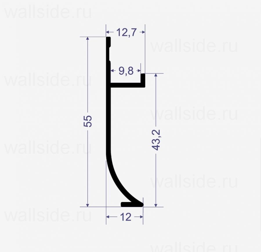 Теневой плинтус радиусный Line Art SC 9016 чёрный