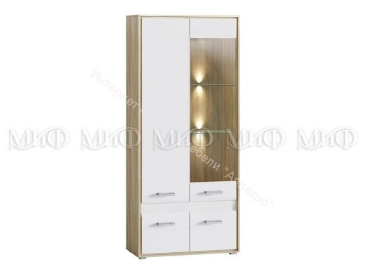 Шкаф-стекло Фортуна Белый глянец