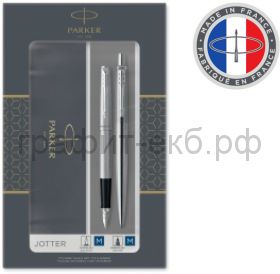 Набор Parker Jotter Ручка перьевая + Ручка шариковая Stainless Steel CT Core FK61 2093258