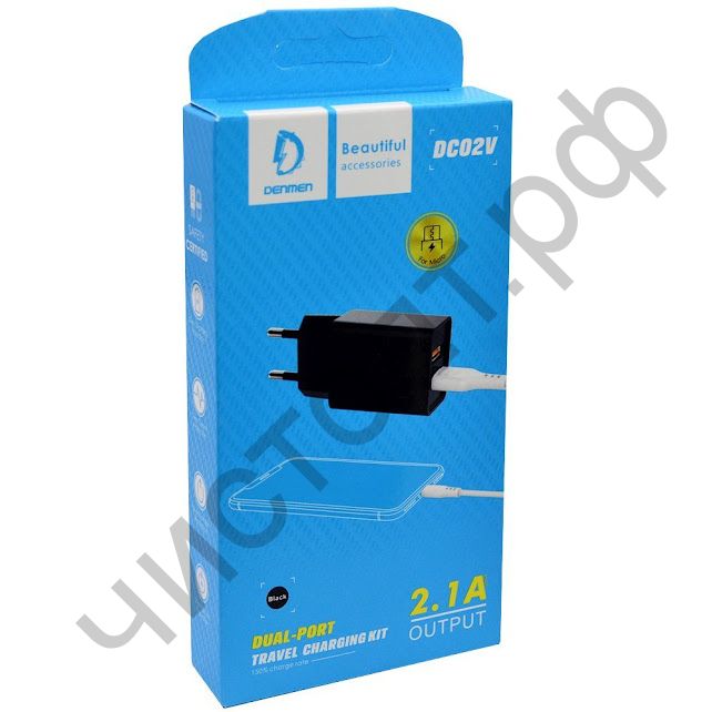 СЗУ Denmen DC02V USB с кабелем micro USB черный