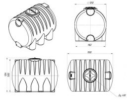 Схема. Емкость HR 2000 литров с откидной крышкой пластиковая