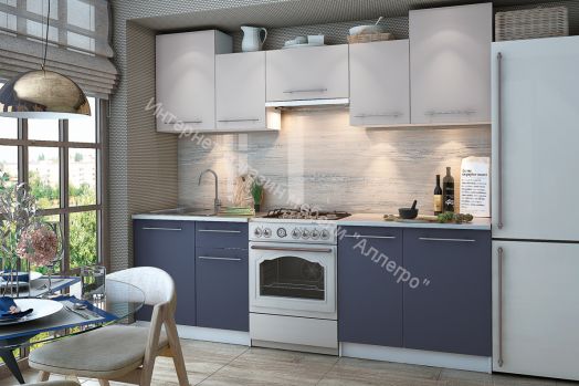 Кухонный гарнитур "Бланка" СТЛ.234.00РЗ (Белый/Супермат латте/Бархат индиго)