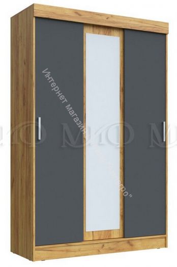 Шкаф-купе трехдверный Бася Графит/Дуб крафт