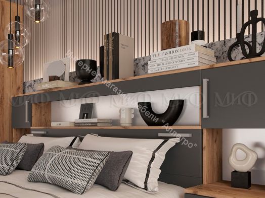 Тумбы прикроватные Бася (2 шт) Графит/Дуб крафт