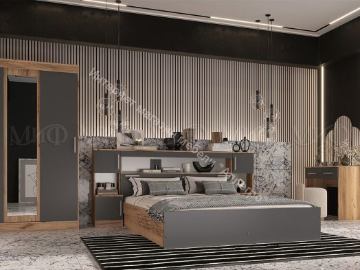 Комод Бася с 3-мя ящиками Графит/Дуб крафт