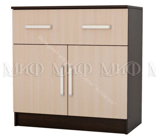 Комод Бася с ящиком 2-мя дверьми Дуб беленый/Венге