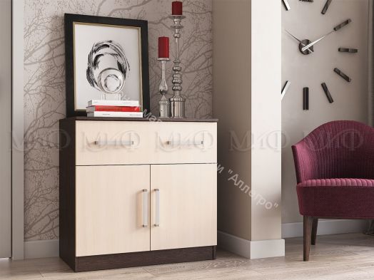Комод Бася с ящиком 2-мя дверьми Дуб беленый/Венге