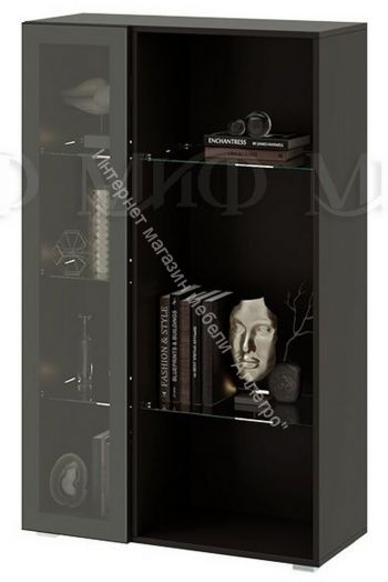 Шкаф с полками Николь Черный глянец