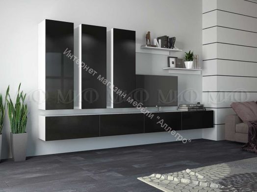 Гостиная Флорис Черный глянец