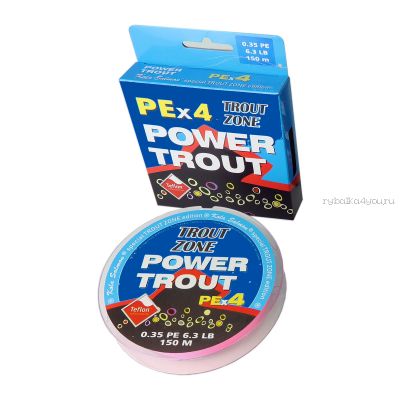 Плетеные шнуры Trout Zone PEx4 Power Trout 150m Fluo Pink