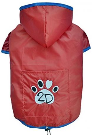 Дождевик на 2 лапы, с капюшоном , без подкладки "2D"красный (S, L)