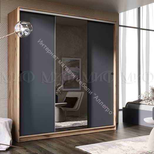 Шкаф-купе Альянс 1,5 м Графит, Дуб крафт