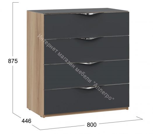 Комод «Глосс» (Яблоня Беллуно/Стекло графит матовый)