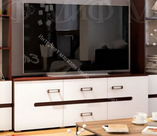 Тумба ТВ Ким Белый глянец/Дуб Венге