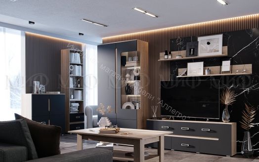 Тумба ТВ Ким Графит Софт/Дуб Сонома