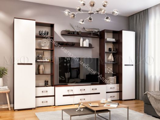 Тумба ТВ Ким Белый глянец/Дуб Венге