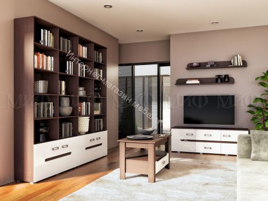 Гостиная Ким Белый глянец/Дуб Венге