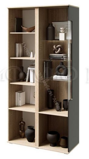 Шкаф с подсветкой Ким Бетон Графит, Дуб Сонома