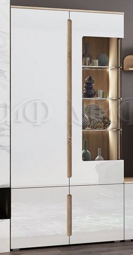 Шкаф с подсветкой Ким Белый глянец, Дуб Сонома