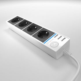Блок Розеточный 4-х Местный Werkel WL20-04-03 Белый, Черный, 3 USB / Веркель