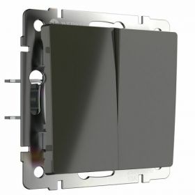 Выключатель Двухклавишный Проходной Werkel WL07-SW-2G-2W Серо-Коричневый / Веркель