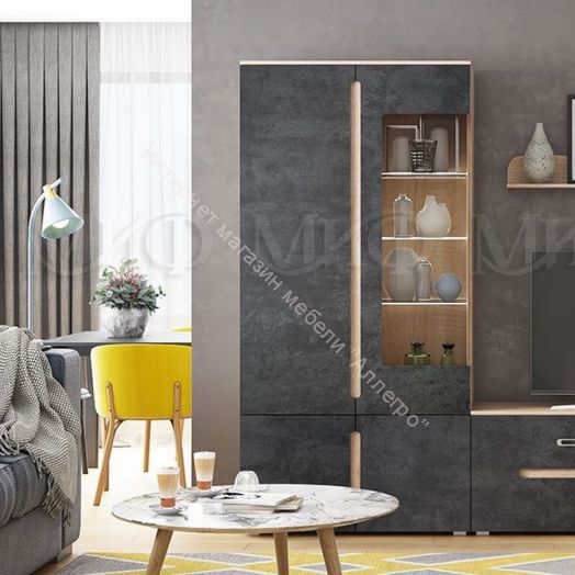 Шкаф с подсветкой Ким Белый глянец, Дуб Венге