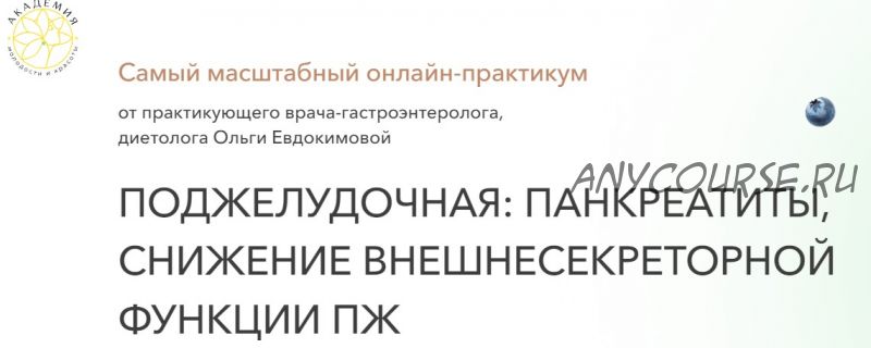 Поджелудочная: панкреатиты, снижение внешнесекреторной функции ПЖ. Тариф Экспресс (Ольга Евдокимова)