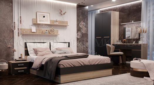 Пенал Ким Графит Софт, Дуб Сонома